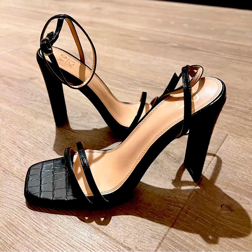 Black strappy heels, size 9